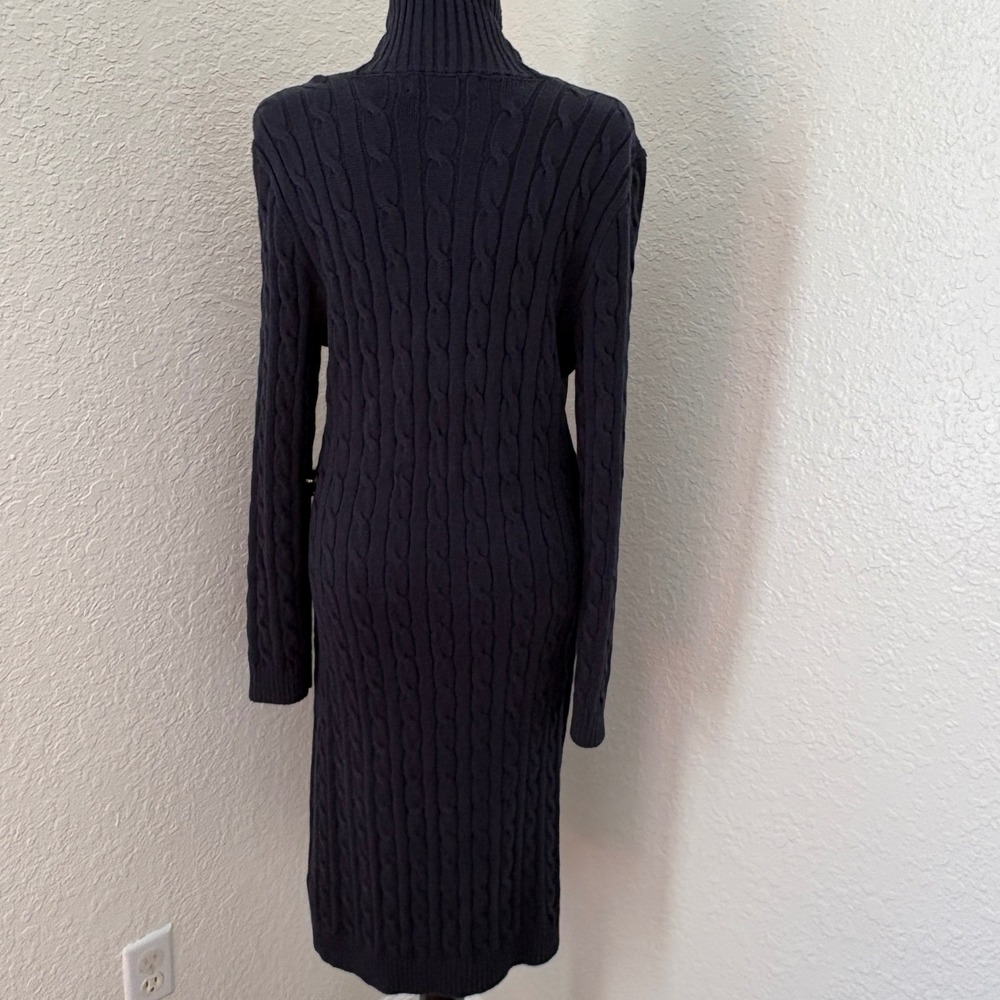 Lauren Ralph Lauren Cable Knit Wrap Dress, Womens Large Navy Blue - Picture 6 of 15